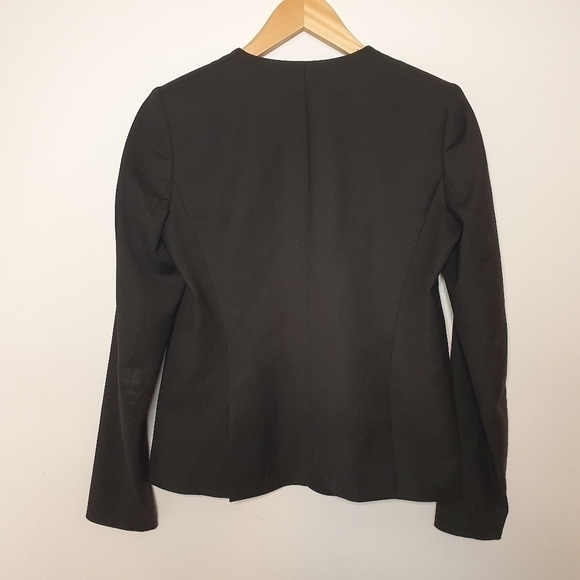 Theory Collarless Virgin Wool Open Front Black Blazer Size 00 - Picture 4 of 9